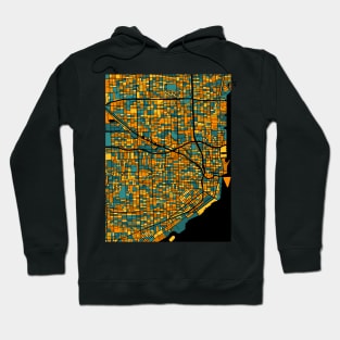 Miami Map Pattern in Orange & Teal Hoodie